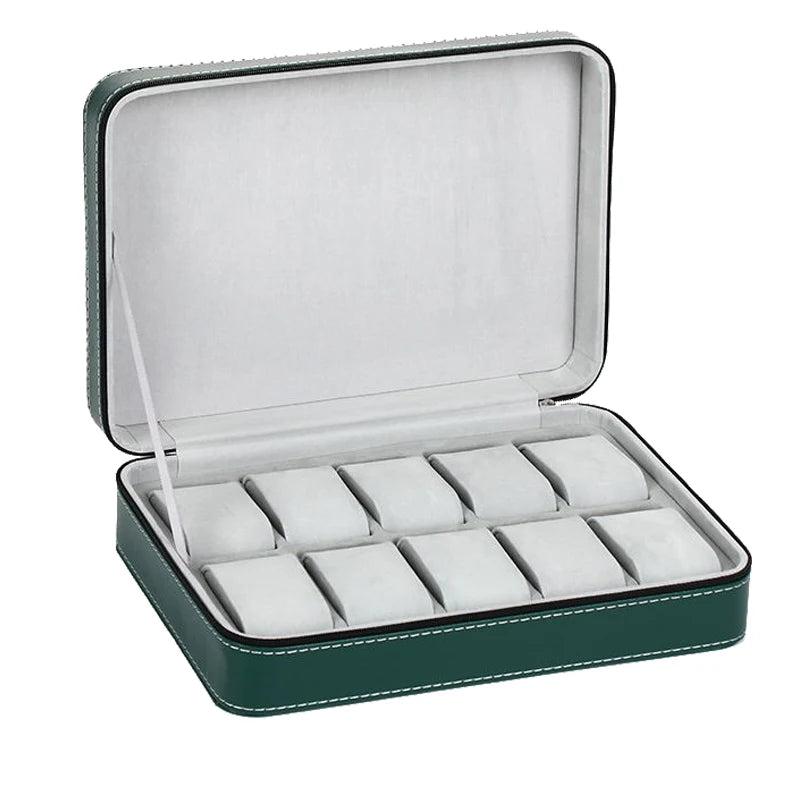 Watch Box PU Leather Travel Case with zip Closure