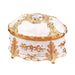 Ornate Velvet Jewelry Box with Crystal Ring Holder - White