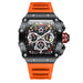 Chronograph Watch with Luminous Skeleton Dial - Orange