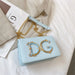 Ornate Letter Emblem Mini Bag With Chain For Evening - Blue