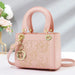 Embroidered Satchel With Gold Hardware Charm Detail - Pink