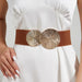 Luxurious Leaf Buckle Belt with Wide Strap Adjustable - Black V13