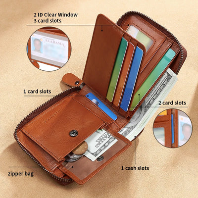 Premium Zipper Wallet with Card Slots and ID Window - WO2MEN