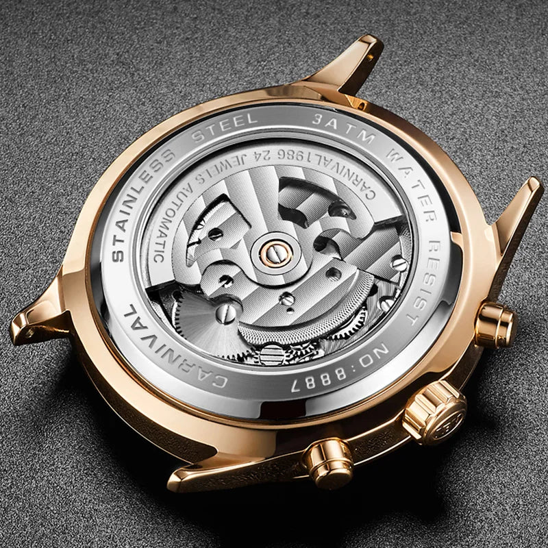 Open Heart Tourbillon Watch with Leather Strap