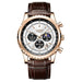 Mens Chronograph Moon Phase Watch Date Window - Rose Gold White