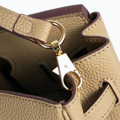 Lock Buckle Pebbled Tote With Structured Silhouette