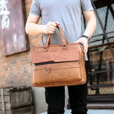 Business Briefcase with Front Pocket and Handles