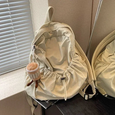 Casual Backpack Women Large Capacity Pleated Schoolbag