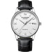 Automatic Mechanical Wristwatch with Calendar Display - White Leather