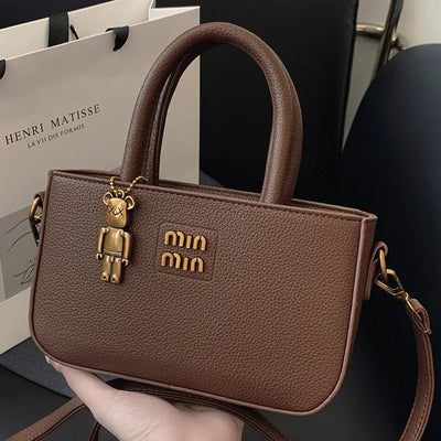 Minimal Square Crossbody Bag with Charm Accent Detail