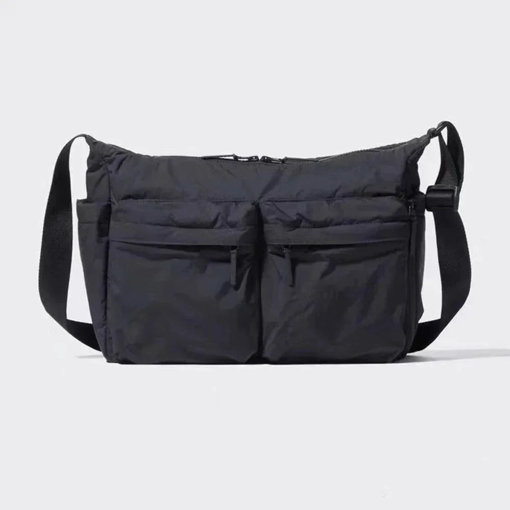 Casual Multi-pocket Messenger Bag with Adjustable Strap - Black