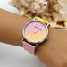 Ladies Watch Gradient Dial Quartz Movement Round Case - Yellow Pink