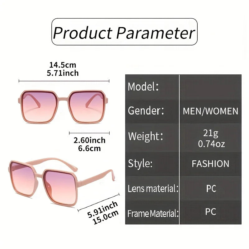 Oversized Square Sunglasses with Gradient Lenses