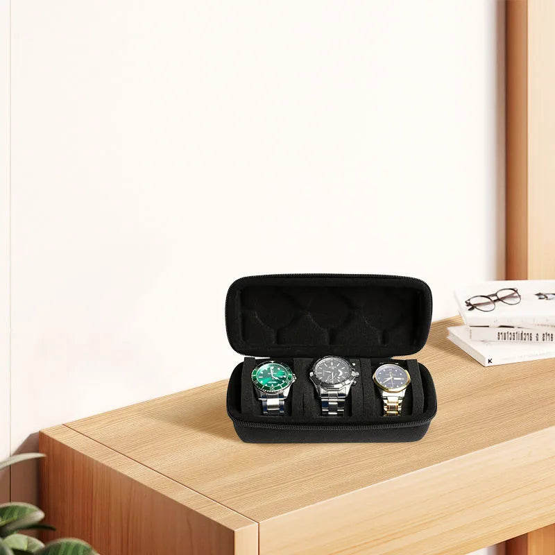 Three Slot Travel Case for Watches and Accessories