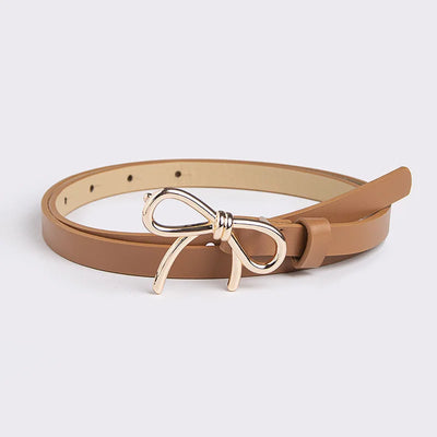 Bowknot Buckle Belt for Casual Everyday Wear Accessory - Camel Gold