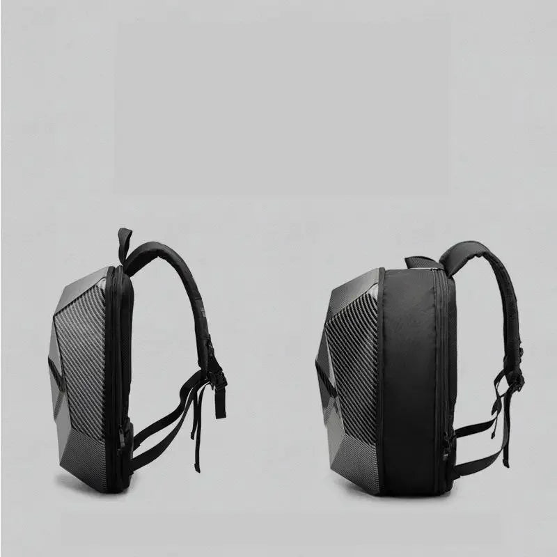 Motorcycle Rider Backpack Hard Shell Carbon Fiber Style