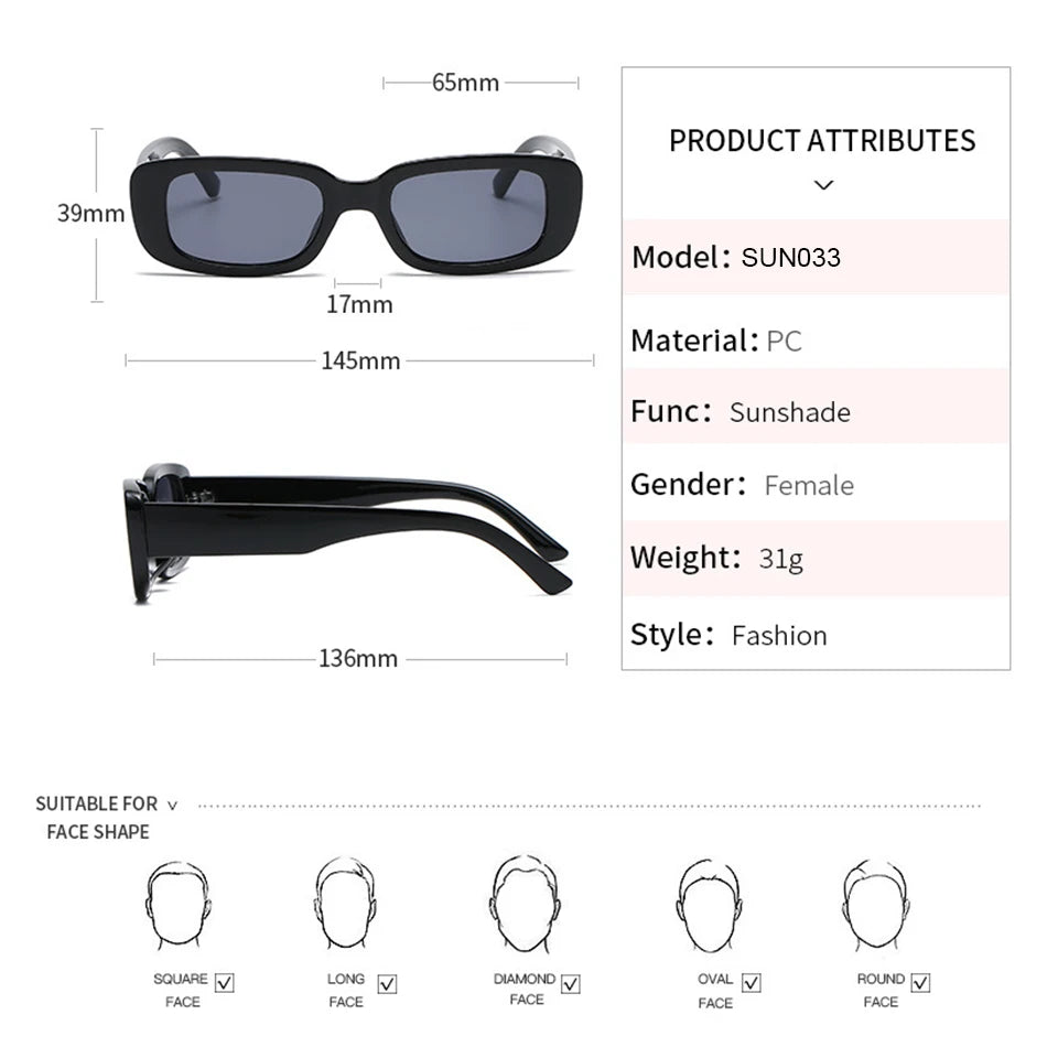 Classic Retro Square Sunglasses UV400 Unisex Eyewear