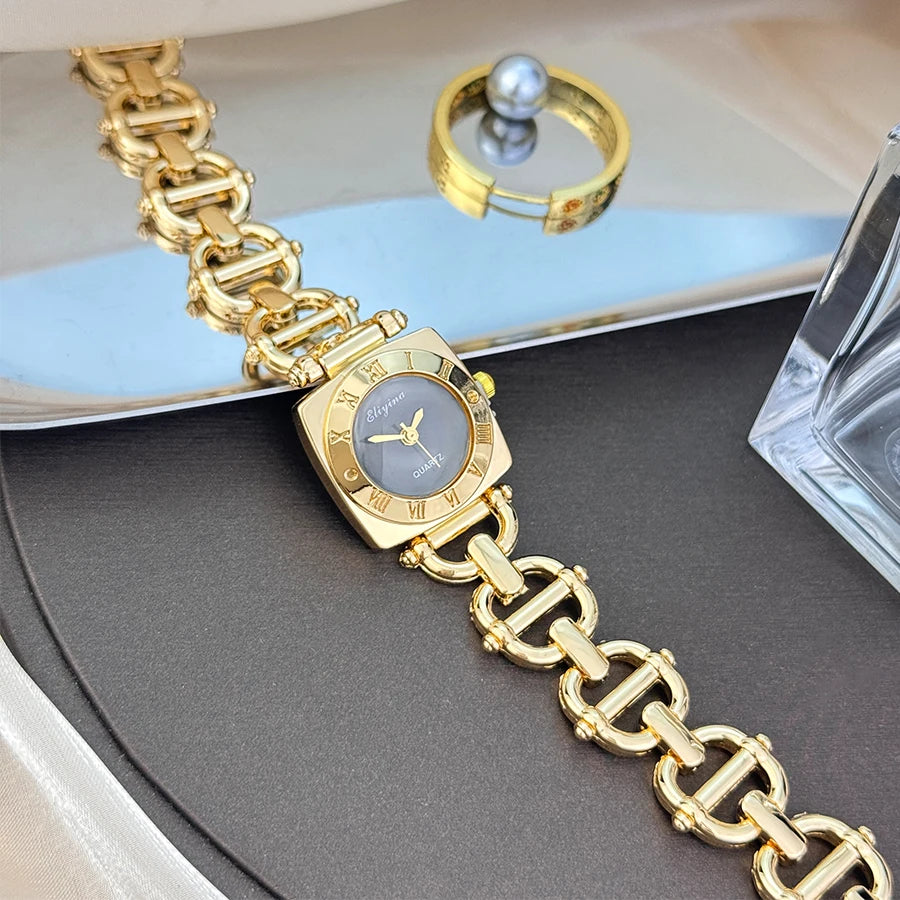 Skeleton Design Watch with Roman Markers Bracelet