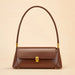 Baguette Shoulder Bag With Delicate Gold Tone Hardware - Coffee