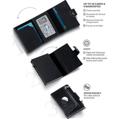 Compact Wallet with Airtag Pocket and RFID Security - WO2MEN