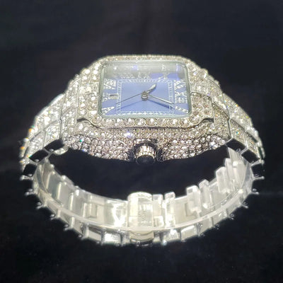 Diamond Watch Stainless Steel Case And Band Square Dial