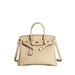 Lock Buckle Pebbled Tote With Structured Silhouette - Elephant Grey