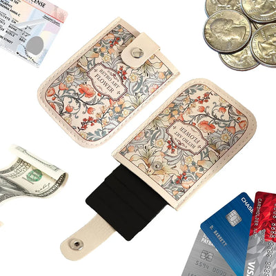 Card Holder Floral Artful Pull out Mini Wallet Case - WO2MEN