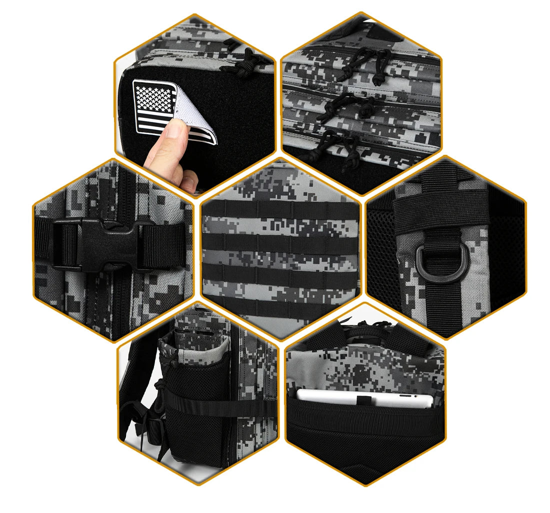 45L Molle Tactical Backpack with Water Bottle Pockets