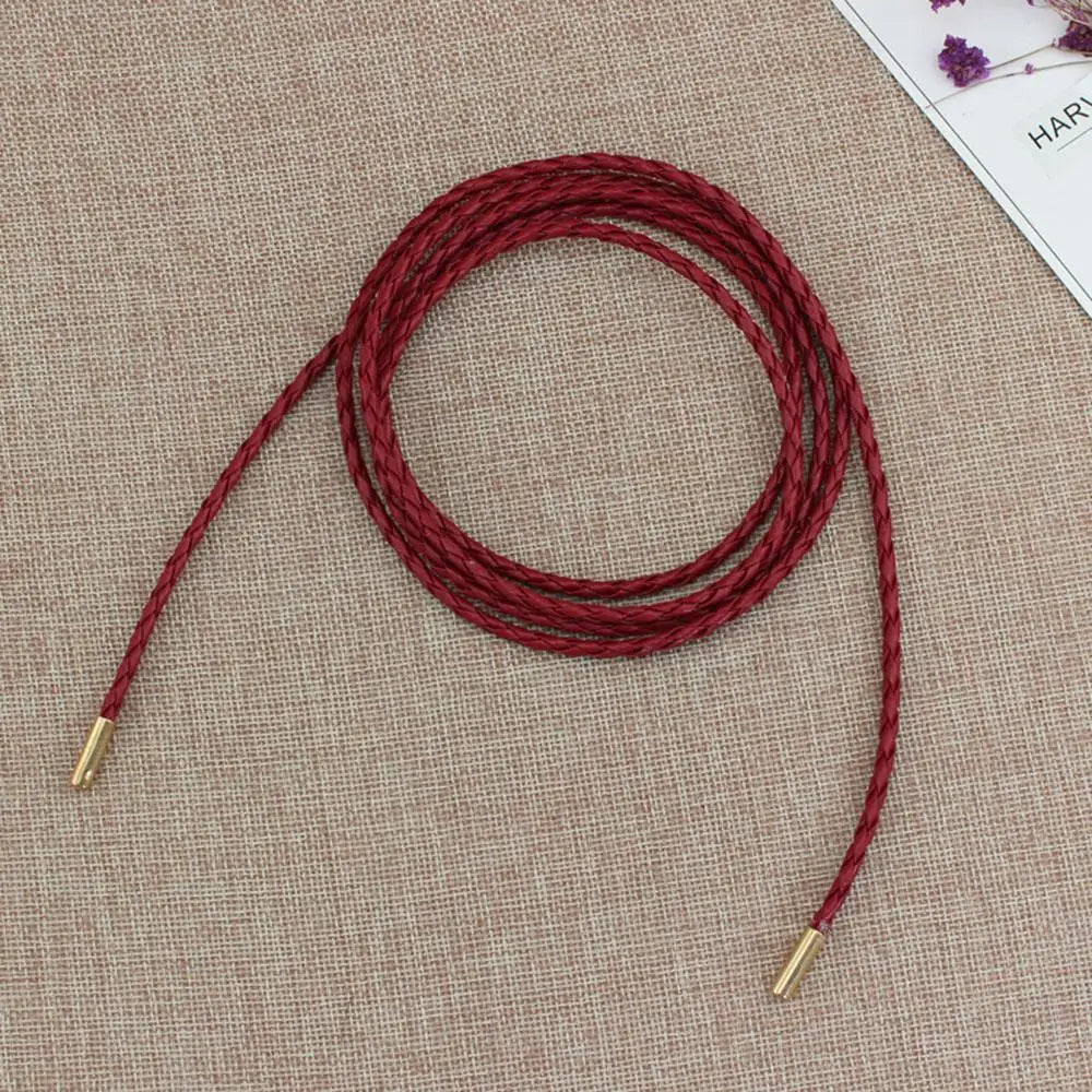 Round Braided Rope Belt with Knotted Waist Tie