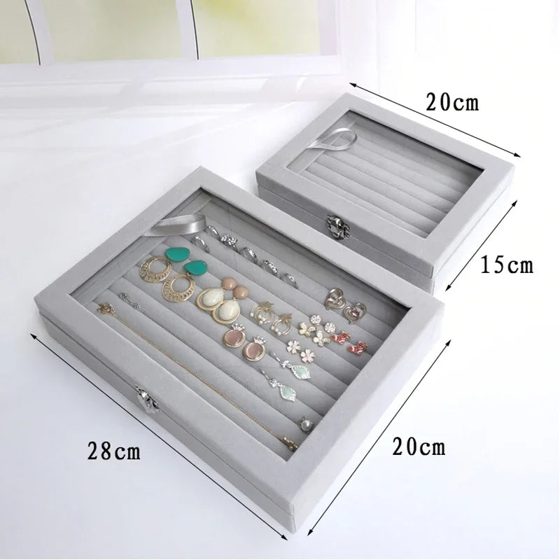 Refined Jewelry Display Organizer Box with Clear Lid - WO2MEN