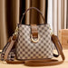 Checkerboard Bucket Bag With Straps And Metal Hardware - Khaki