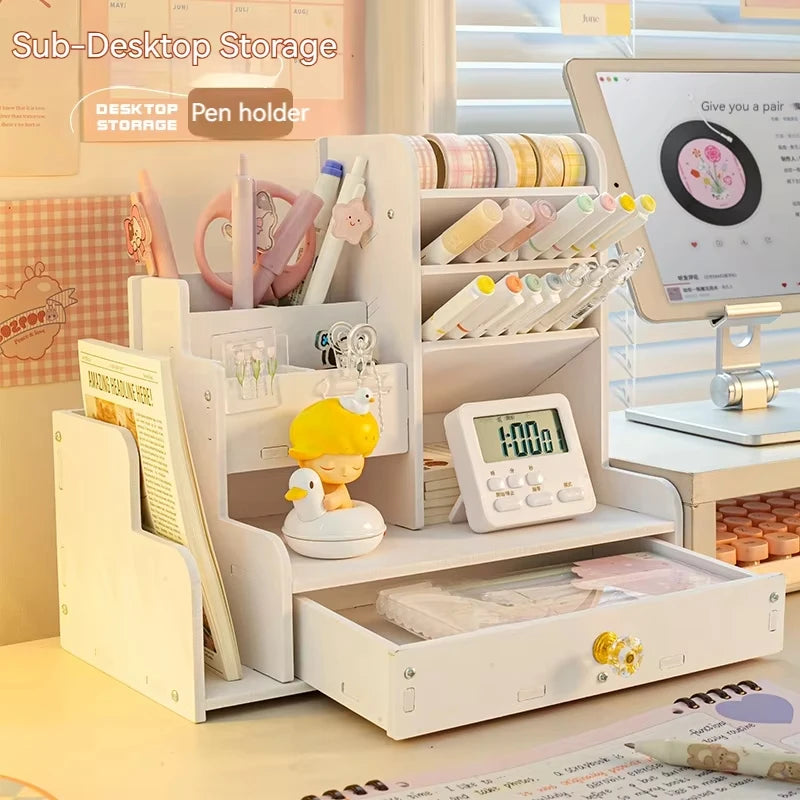 Graceful Desk Organizer With Multi Drawers And Tray