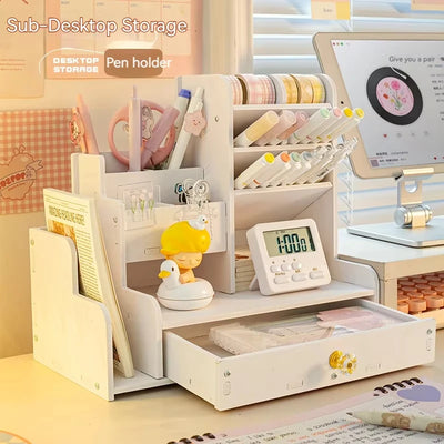Graceful Desk Organizer With Multi Drawers And Tray