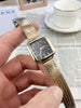 Lux Square Dial Quartz Watch with Mesh Strap Deluxe - Gold Black