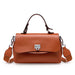 Enveloped Top Handle Bag With Classic Metal Clasp Charm - Brown