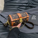 Monogram Barrel Shoulder Bag with Gold Lock Detailing - Coffee