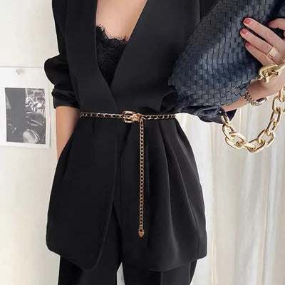 Elegant Metal Chain Belt with Tassel Clasp Premium