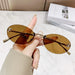 F Emblem Oval Rimless Sunglasses With Delicate Bridges - Brown