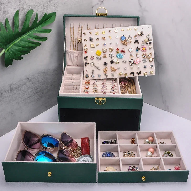 Portable Jewelry Box Organizer with Necklace Tray