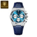 Refined Chronograph Timepiece for Formal Everyday Wear - Silver Blue White