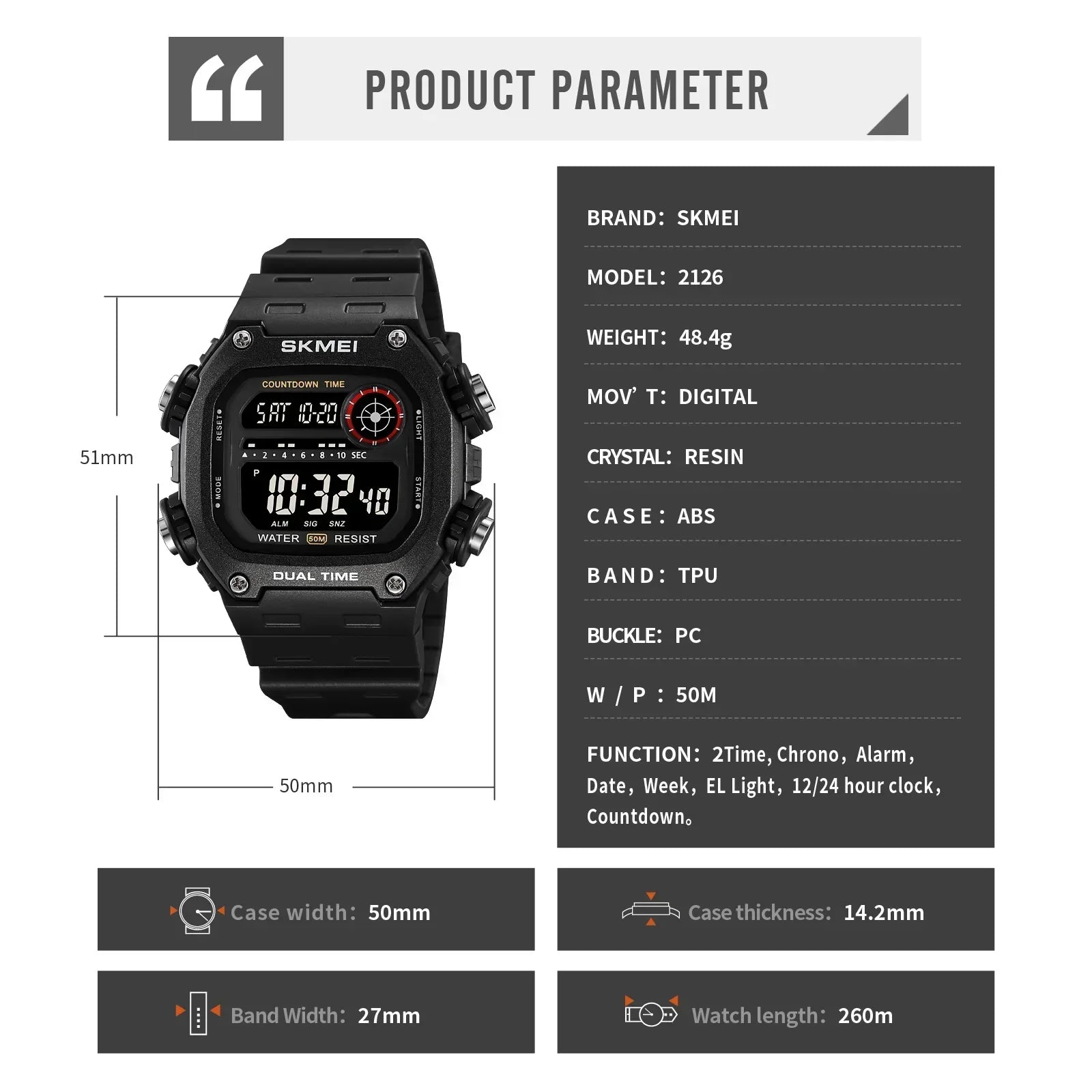 Digital Stopwatch Watch with Dual Time Functionality