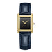 Rectangular Quartz Watch with Leather Strap Timeless - Gold Blue