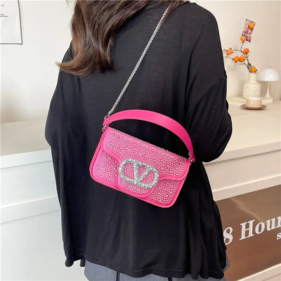 Parisian Bejeweled Crossbody Bag with Emblem Clasp