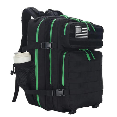 Softback Tactical Backpack with Bottle Holder - Black Green