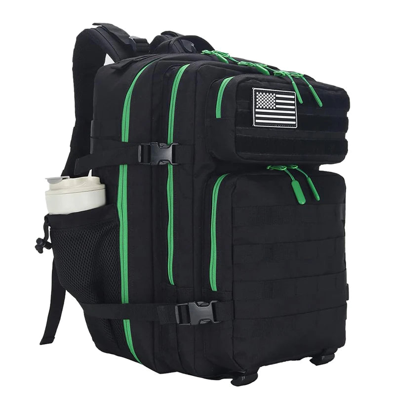 Softback Tactical Backpack with Bottle Holder - Black Green