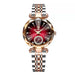 Watch Faceted Dial Two Tone Bracelet Crystal Accents - Gold Red