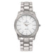 Classic Round Quartz Wristwatch Fluted Bezel Design - Silver White V2
