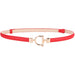 Belt With Round Ring Buckle And Square Studs Hardware - Red