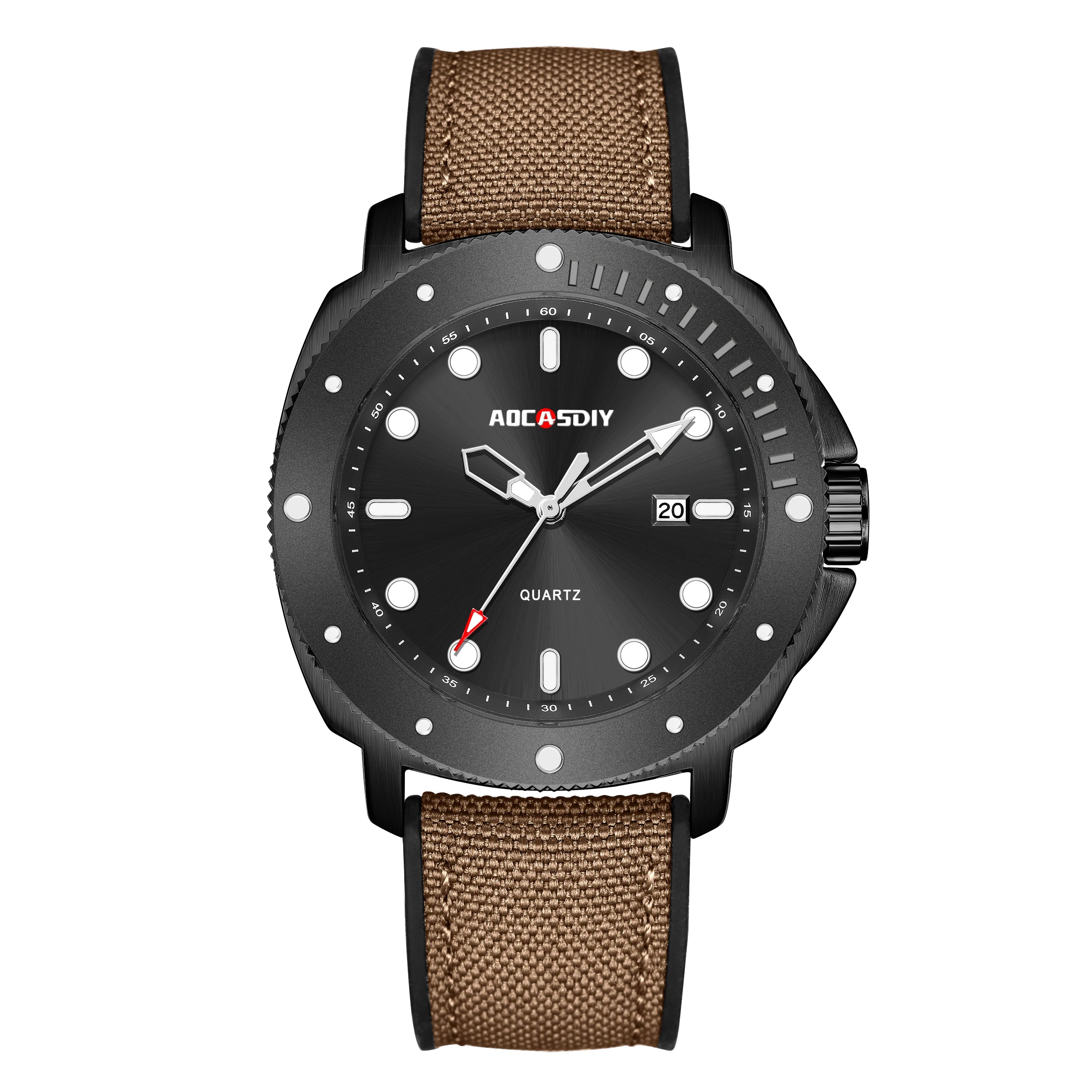 Quartz Wristwatch with Chronograph and Date Window - BK/BR