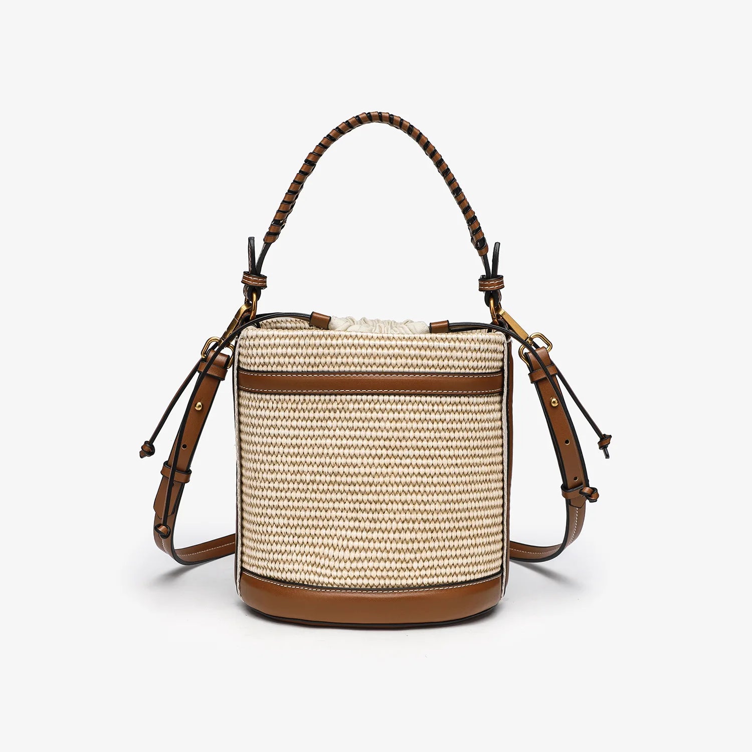 Bucket Bag with Braided Handle And Drawstring